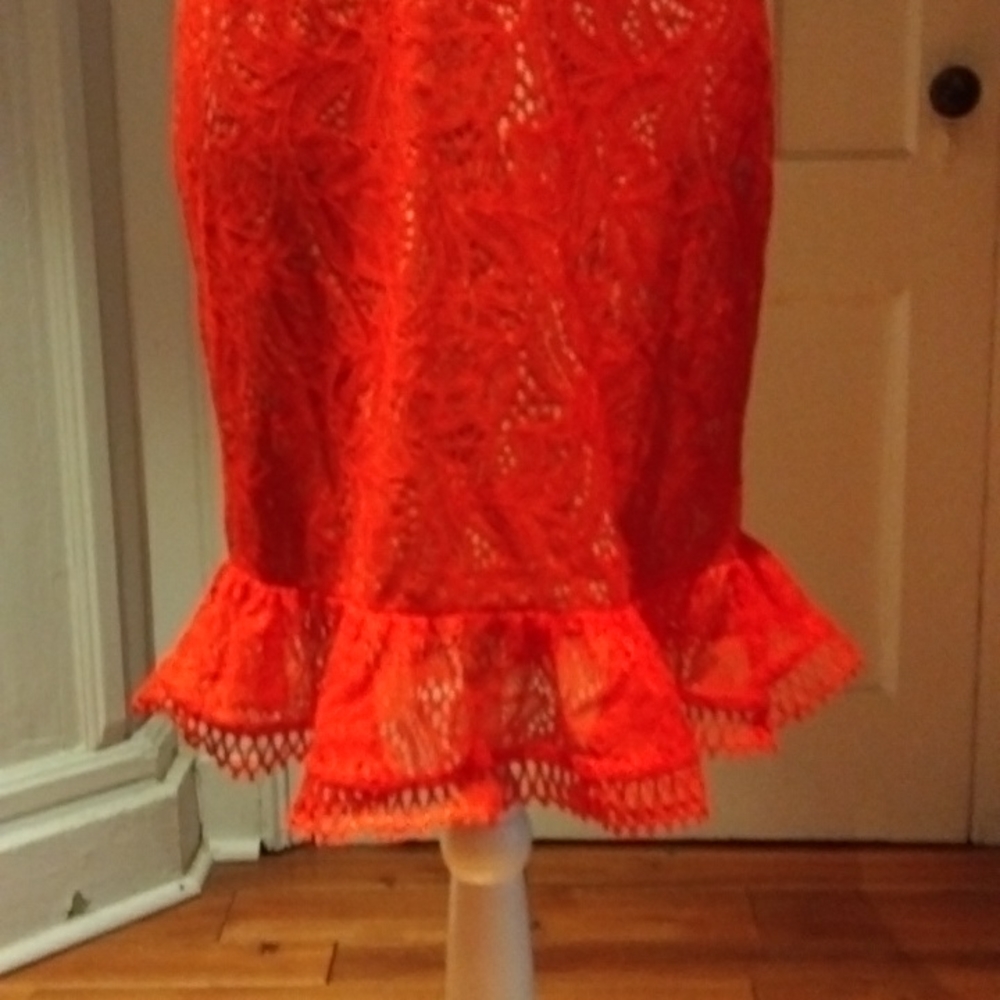Theodora Lace Dress in Fire Red - Picture 7 of 16